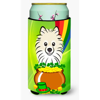 "Caroline's Treasures BB1951TBC ""Pomeranian St. Patrick's Day"" Tall Boy Hugger Koozie, Multicolor"