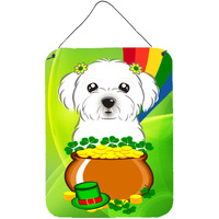 "Caroline's Treasures Maltese St. Patrick's Day Wall or Door Hanging Prints BB1952DS1216, 16HX12W, Multicolor"