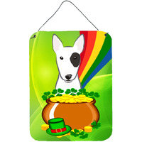 "Caroline's Treasures Bull Terrier St. Patrick's Day Wall or Door Hanging Prints BB1953DS1216, 16HX12W, Multicolor"