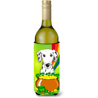 "Caroline's Treasures BB1954LITERK ""Dalmatian St. Patrick's Day"" Wine Bottle Hugger Koozie, 750ml, Multicolor"