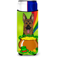 "Caroline's Treasures BB1955MUK ""German Shepherd St. Patrick's Day Michelob Ultra Koozies for Slim Cans, Multicolor"