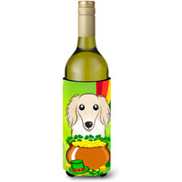"Caroline's Treasures BB1956LITERK ""Longhair Crme Dachshund St. Patrick's Day"" Wine Bottle Hugger Koozie, 750ml, Multicolor"