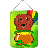 "Caroline's Treasures Longhair Red Dachshund St. Patrick's Day Wall or Door Hanging Prints BB1958DS1216, 16HX12W, Multicolor"