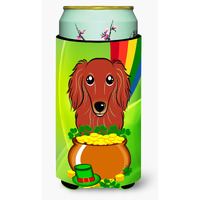 "Caroline's Treasures BB1958TBC ""Longhair Red Dachshund St. Patrick's Day"" Tall Boy Hugger Koozie, Multicolor"