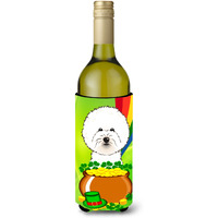 "Caroline's Treasures BB1961LITERK ""Bichon Frise St. Patrick's Day"" Wine Bottle Hugger Koozie, 750ml, Multicolor"