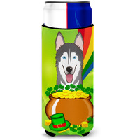 "Caroline's Treasures BB1962MUK ""Alaskan Malamute St. Patrick's Day Michelob Ultra Koozies for Slim Cans, Multicolor"