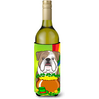 "Caroline's Treasures BB1963LITERK ""English Bulldog St. Patrick's Day"" Wine Bottle Hugger Koozie, 750ml, Multicolor"
