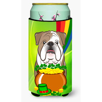 "Caroline's Treasures BB1963TBC ""English Bulldog St. Patrick's Day"" Tall Boy Hugger Koozie, Multicolor"
