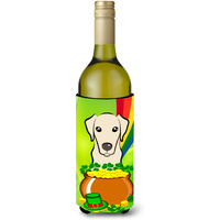 "Caroline's Treasures BB1966LITERK ""Yellow Labrador St. Patrick's Day"" Wine Bottle Hugger Koozie, 750ml, Multicolor"