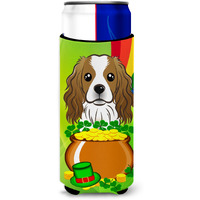 "Caroline's Treasures BB1968MUK ""Cavalier Spaniel St. Patrick's Day Michelob Ultra Koozies for Slim Cans, Multicolor"