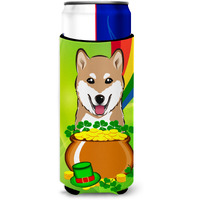 "Caroline's Treasures BB1969MUK ""Shiba Inu St. Patrick's Day Michelob Ultra Koozies for Slim Cans, Multicolor"