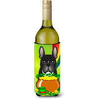 "Caroline's Treasures BB1971LITERK ""French Bulldog St. Patrick's Day"" Wine Bottle Hugger Koozie, 750ml, Multicolor"