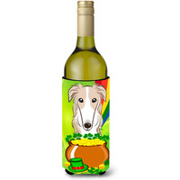 "Caroline's Treasures BB1972LITERK ""Borzoi St. Patrick's Day"" Wine Bottle Hugger Koozie, 750ml, Multicolor"