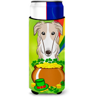 "Caroline's Treasures BB1972MUK ""Borzoi St. Patrick's Day Michelob Ultra Koozies for Slim Cans, Multicolor"
