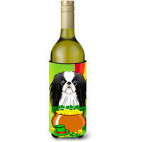 "Caroline's Treasures BB1974LITERK ""Japanese Chin St. Patrick's Day"" Wine Bottle Hugger Koozie, 750ml, Multicolor"