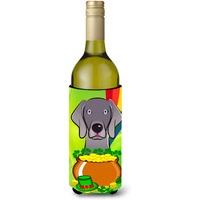 "Caroline's Treasures BB1975LITERK Weimaraner St. Patrick's Day Wine Bottle Hugger cold-beverage-koozies, 750ml, Multicolor"
