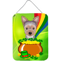 "Caroline's Treasures Yorkie Puppy St. Patrick's Day Wall or Door Hanging Prints BB1976DS1216, 16HX12W, Multicolor"
