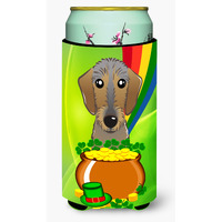 "Caroline's Treasures BB1977TBC ""Wirehaired Dachshund St. Patrick's Day"" Tall Boy Hugger Koozie, Multicolor"