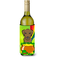 "Caroline's Treasures BB1978LITERK ""Chocolate Labrador St. Patrick's Day"" Wine Bottle Hugger Koozie, 750ml, Multicolor"