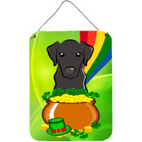 "Caroline's Treasures Black Labrador St. Patrick's Day Wall or Door Hanging Prints BB1979DS1216, 16HX12W, Multicolor"