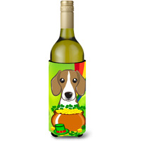 "Caroline's Treasures BB1983LITERK ""Beagle St. Patrick's Day"" Wine Bottle Hugger Koozie, 750ml, Multicolor"