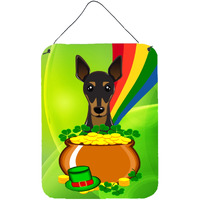 "Caroline's Treasures Min Pin St. Patrick's Day Wall or Door Hanging Prints BB1984DS1216, 16HX12W, Multicolor"
