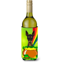"Caroline's Treasures BB1984LITERK ""Min Pin St. Patrick's Day"" Wine Bottle Hugger Koozie, 750ml, Multicolor"