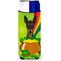 "Caroline's Treasures BB1984MUK ""Min Pin St. Patrick's Day Michelob Ultra Koozies for Slim Cans, Multicolor"