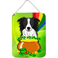 "Caroline's Treasures Border Collie St. Patrick's Day Wall or Door Hanging Prints BB1985DS1216, 16HX12W, Multicolor"