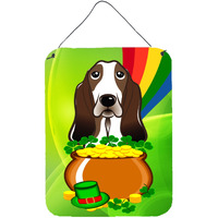 "Caroline's Treasures Basset Hound St. Patrick's Day Wall or Door Hanging Prints BB1987DS1216, 16HX12W, Multicolor"