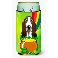 "Caroline's Treasures BB1987TBC ""Basset Hound St. Patrick's Day"" Tall Boy Hugger Koozie, Multicolor"