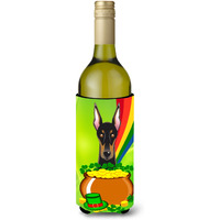 "Caroline's Treasures BB1989LITERK ""Doberman St. Patrick's Day"" Wine Bottle Hugger Koozie, 750ml, Multicolor"