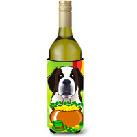 "Caroline's Treasures BB1990LITERK ""Saint Bernard St. Patrick's Day"" Wine Bottle Hugger Koozie, 750ml, Multicolor"