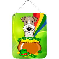 "Caroline's Treasures Wire Haired Fox Terrier St. Patrick's Day Wall or Door Hanging Prints BB1991DS1216, 16HX12W, Multicolor"
