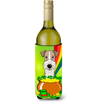 "Caroline's Treasures BB1991LITERK ""Wire Haired Fox Terrier St. Patrick's Day"" Wine Bottle Hugger Koozie, 750ml, Multicolor"