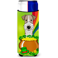 "Caroline's Treasures BB1991MUK ""Wire Haired Fox Terrier St. Patrick's Day Michelob Ultra Koozies for Slim Cans, Multicolor"