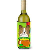 "Caroline's Treasures BB1992LITERK ""Papillion St. Patrick's Day"" Wine Bottle Hugger Koozie, 750ml, Multicolor"