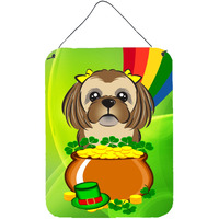 "Caroline's Treasures Chocolate Brown Shih Tzu St. Patrick's Day Wall or Door Hanging Prints BB1993DS1216, 16HX12W, Multicolor"