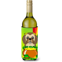 "Caroline's Treasures BB1993LITERK ""Chocolate Brown Shih Tzu St. Patrick's Day"" Wine Bottle Hugger Koozie, 750ml, Multicolor"
