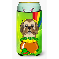 "Caroline's Treasures BB1993TBC ""Chocolate Brown Shih Tzu St. Patrick's Day"" Tall Boy Hugger Koozie, Multicolor"