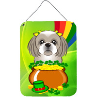 "Caroline's Treasures Gray Silver Shih Tzu St. Patrick's Day Wall or Door Hanging Prints BB1994DS1216, 16HX12W, Multicolor"