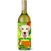 "Caroline's Treasures BB1996LITERK ""Golden Retriever St. Patrick's Day"" Wine Bottle Hugger Koozie, 750ml, Multicolor"