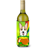 "Caroline's Treasures BB1997LITERK ""Sable Corgi St. Patrick's Day"" Wine Bottle Hugger Koozie, 750ml, Multicolor"