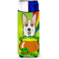 "Caroline's Treasures BB1997MUK ""Sable Corgi St. Patrick's Day Michelob Ultra Koozies for Slim Cans, Multicolor"