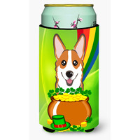 "Caroline's Treasures BB1998TBC ""Red Corgi St. Patrick's Day"" Tall Boy Hugger Koozie, Multicolor"