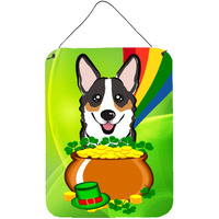 "Caroline's Treasures Tricolor Corgi St. Patrick's Day Wall or Door Hanging Prints BB1999DS1216, 16HX12W, Multicolor"