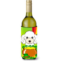 "Caroline's Treasures BB2001LITERK ""White Poodle St. Patrick's Day"" Wine Bottle Hugger Koozie, 750ml, Multicolor"