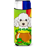 "Caroline's Treasures BB2001MUK ""White Poodle St. Patrick's Day Michelob Ultra Koozies for Slim Cans, Multicolor"