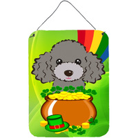 "Caroline's Treasures Silver Gray Poodle St. Patrick's Day Wall or Door Hanging Prints BB2003DS1216, 16HX12W, Multicolor"