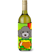 "Caroline's Treasures BB2003LITERK ""Silver Gray Poodle St. Patrick's Day"" Wine Bottle Hugger Koozie, 750ml, Multicolor"